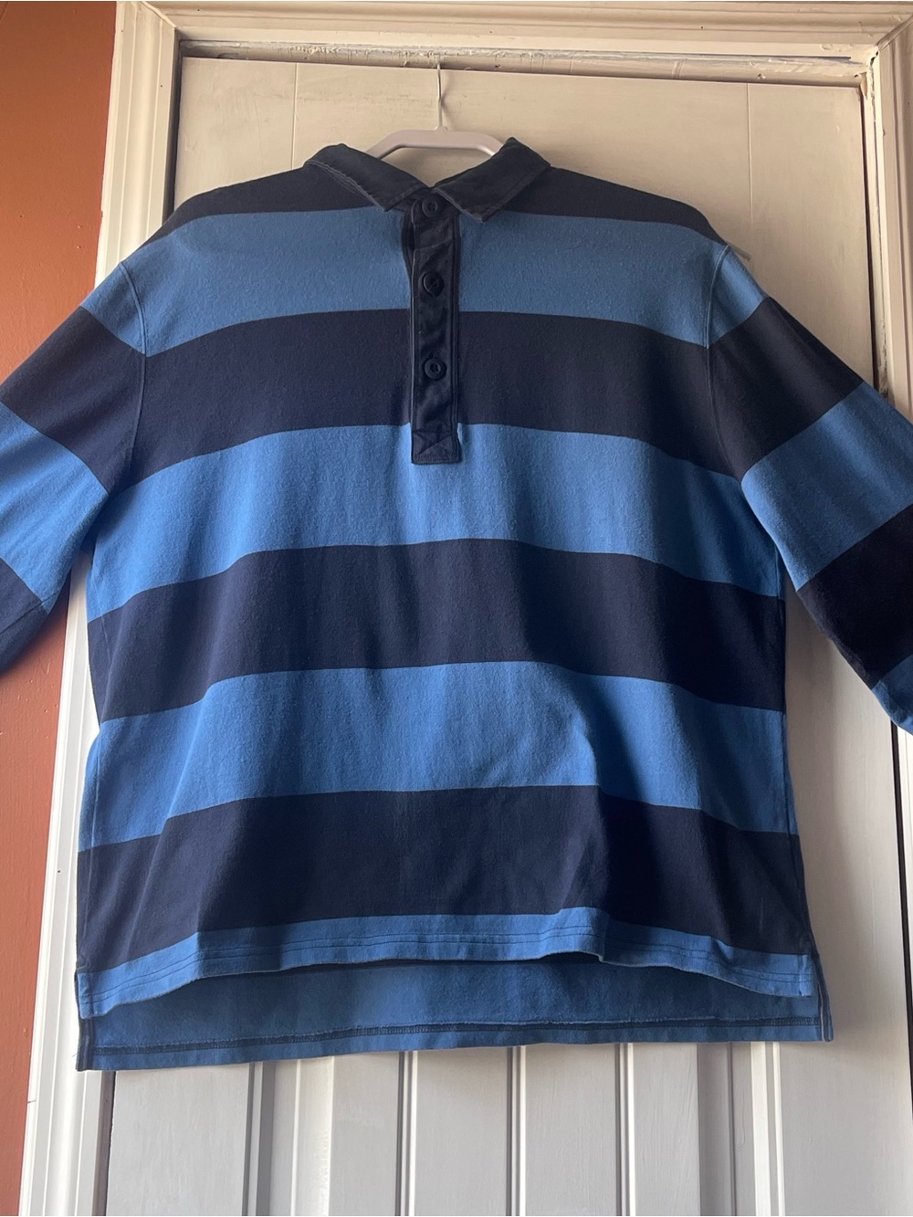 Men’s L.L.Bean Vintage Striped 100% Garment-washed Cotton Rugby Shirt Size L